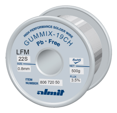 GUMMIX-19CH LFM-22S  Flux 3,5%  0,8mm  0,5kg Spule / Reel